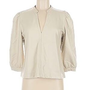 Evereve Cream Blouse with Puff Sleeves